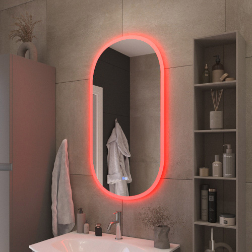 картинка Зеркало Cezares Ellisse 50 CZR-SPC-ELS-500-950-RGB-TCH с подсветкой с сенсорным выключателем и функцией памяти от магазина Сантехстрой