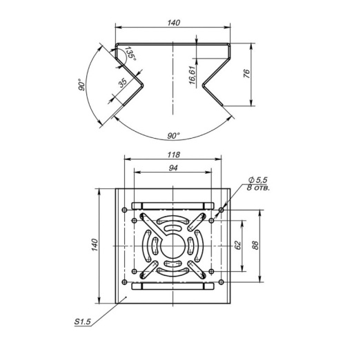 картинка Кронштейн универсальный для видеокамер на столб/угол,  черный от магазина Сантехстрой
