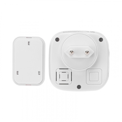 картинка Беспроводной дверной звонок в розетку c цифровым кодированием мигающий 36 мелодий 150м IP44 (белый/серый) REXANT от магазина Сантехстрой