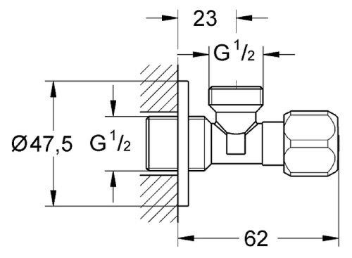 картинка запорный вентиль grohe 2201600m хром