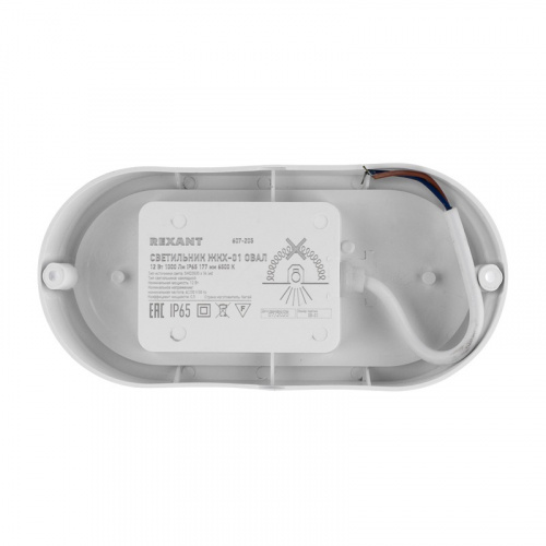 картинка Светильник светодиодный пылевлагозащищенный ЖКХ-01 овал 12Вт 1000Лм 157х87х35мм IP65 6500K REXANT от магазина Сантехстрой