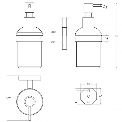 картинка Дозатор для жидкого мыла Cezares Relax RELAX-SOIS-V-GM Оружейная сталь от магазина Сантехстрой