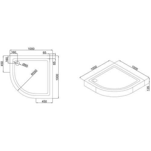 картинка Акриловый поддон 100x100 см Black & White Stellar Wind 10HQ000 от магазина Сантехстрой