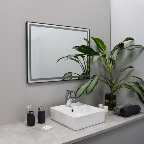 картинка Зеркало FIXSEN с подсветкой LED прямоугольное 90х70 см графит (FX-2090F) от магазина Сантехстрой