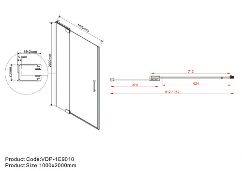 картинка Душевая дверь Vincea vdp-1e9010cgb от магазина Сантехстрой
