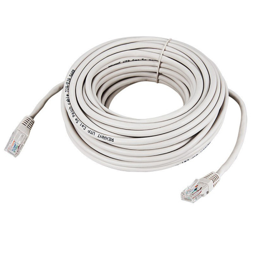 картинка Шнур коммутационный,  патч-корд,  U/UTP RJ45-RJ45 CAT 5e,  15м, PVC,  серый REXANT от магазина Сантехстрой