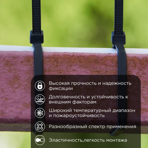 картинка Хомут-стяжка кабельная нейлоновая 250x3,6мм,  черная (100 шт/уп) PROconnect от магазина Сантехстрой