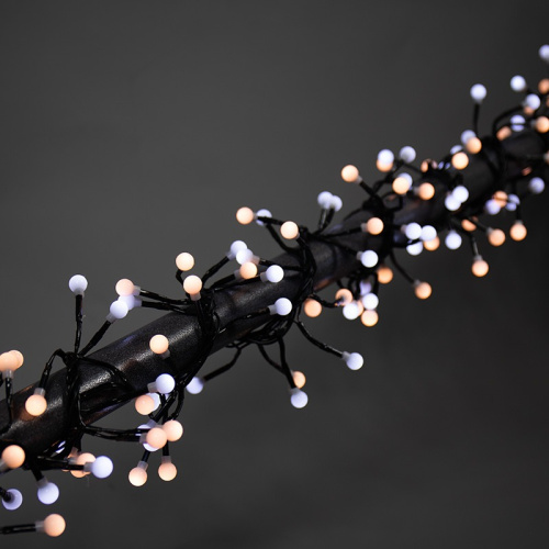 картинка Гирлянда Мишура LED 3 м,  темно-зеленый ПВХ,  288 диодов,  цвет белый + теплый белый от магазина Сантехстрой