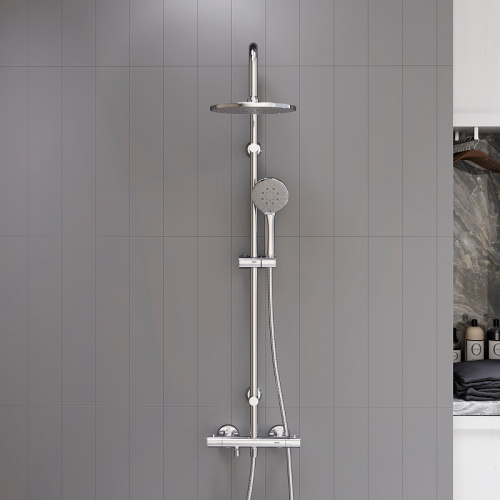 картинка D0710500 Futura душевая система с ванно душевым ТМС смесителем, хром от магазина Сантехстрой