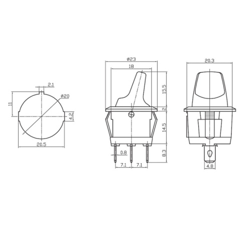 картинка Выключатель клавишный круглый 250V 6А (3с) ON-OFF синий REXANT (перепак.  из 12в) от магазина Сантехстрой