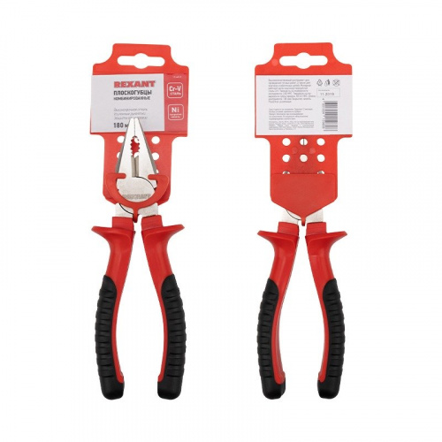 картинка Плоскогубцы комбинированные 180мм никелированные,  двухкомпонентные рукоятки REXANT от магазина Сантехстрой