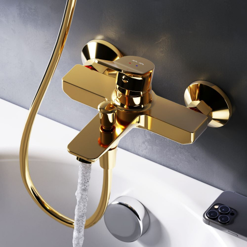 фото f85a10099 x-joy, смеситель д/ванны/душа, золото