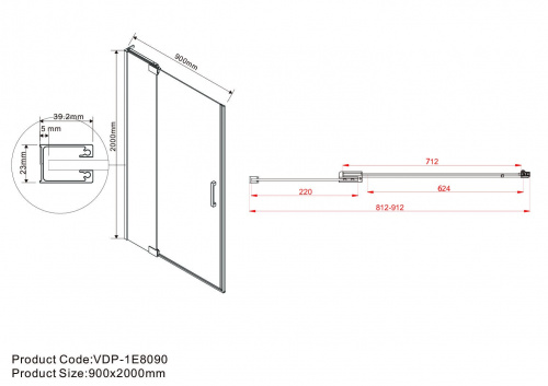 картинка Душевая дверь Vincea vdp-1e8090clb от магазина Сантехстрой