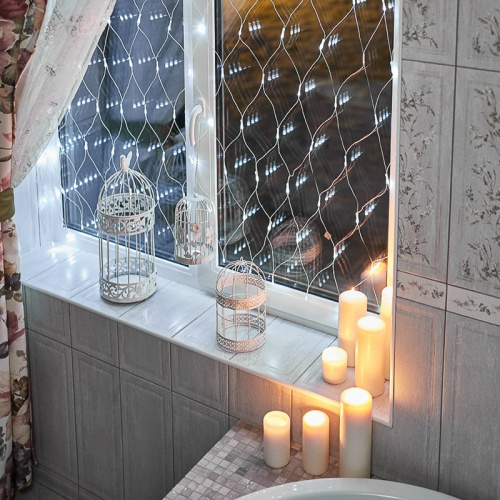 картинка Гирлянда Сеть 1,5х1,5 м,  прозрачный ПВХ,  96 LED белый от магазина Сантехстрой