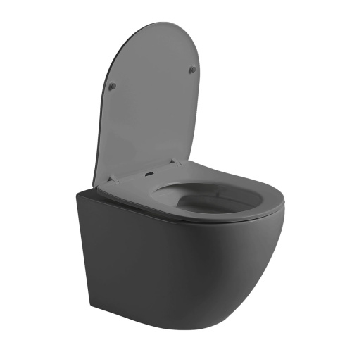 картинка Унитаз подвесной Globo VT1-14SMA безободковый, ультратонкое сиденье soft-close, антрацит матовый от магазина Сантехстрой
