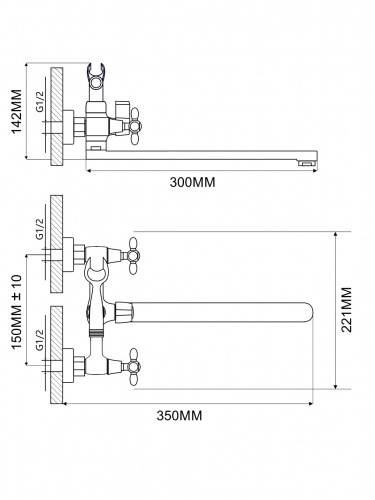 фото смеситель ammore a4683-3 для ванны и душа, хром/белый