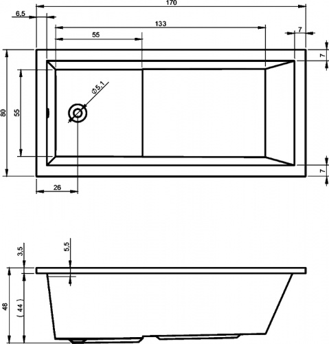 картинка Акриловая ванна Riho Lusso Plus 170x80 B006001005 (BA1200500000000) без гидромассажа от магазина Сантехстрой