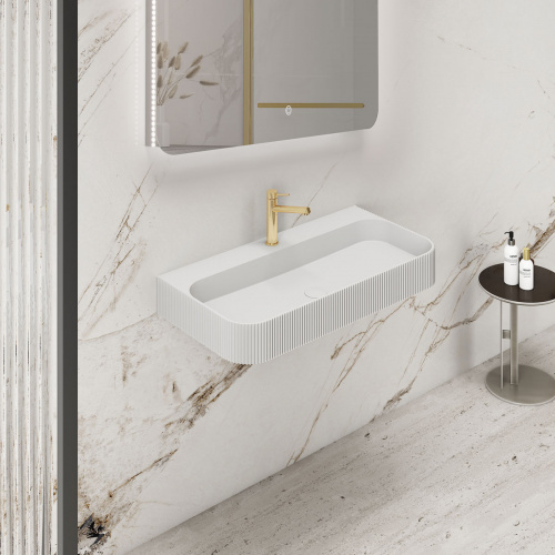 картинка Раковина Solid Surface Vincea VWB-6SG75MW, 750*460*120, подвесная, цвет белый матовый от магазина Сантехстрой