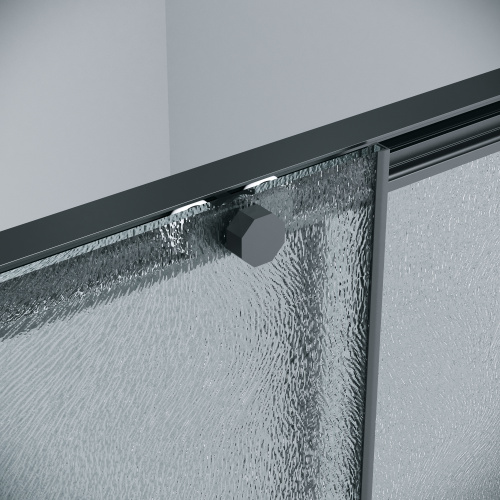 картинка Дверь в нишу 100.K33.05.130.21.02 Style (130*195) черный матовый, стекло шиншилла, 1 место от магазина Сантехстрой