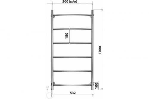 картинка Полотенцесушитель Terminus STELMIX Дуга П6, нержавеющая сталь, электрический, 50x100см от магазина Сантехстрой
