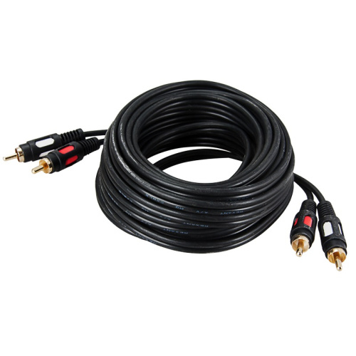 картинка Шнур 2 RCA - 2 RCA,  5м,  черный (GOLD) REXANT от магазина Сантехстрой