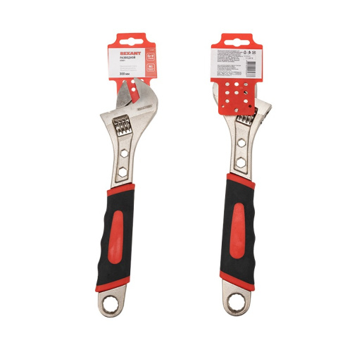 картинка Разводной ключ 300мм никелированный,  двухкомпонентная рукоятка REXANT от магазина Сантехстрой