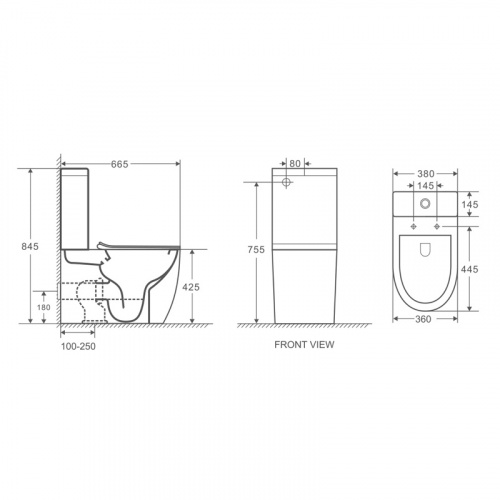 картинка Унитаз напольный Azario Grado 665х380х845 безободковый с бачком и сидением микролифт (AZ-2141) от магазина Сантехстрой