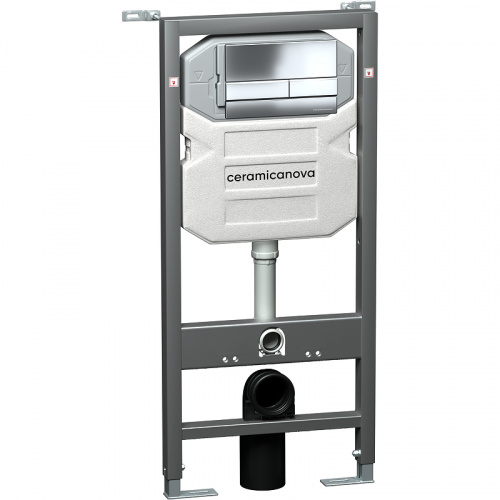 картинка Комплект унитаза с инсталляцией Ceramica Nova Metropol CN4002_1002CH_1000 с сиденьем Микролифт и клавишей смыва Хром глянцевый от магазина Сантехстрой