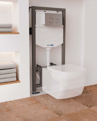 картинка Инсталляция WasserKRAFT Aller 10TLT.010.ME.BN01 для унитаза с клавишей смыва Никель от магазина Сантехстрой