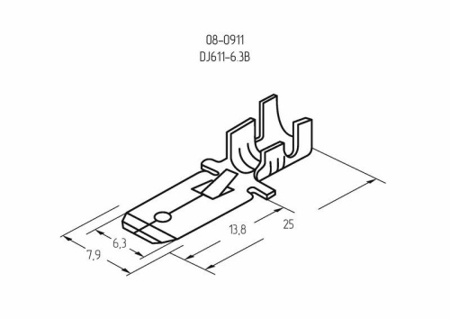 картинка Клемма плоская штекер 6.3 мм 0.75-1.5 мм² (РП-п 1.5-(6.3) L = 25,5 мм) REXANT от магазина Сантехстрой