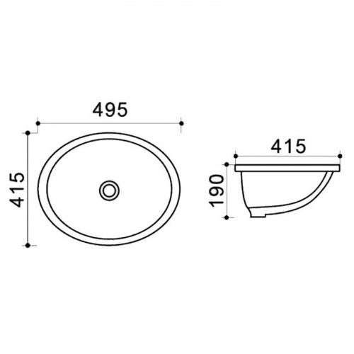картинка Раковина встраиваемая снизу Azario 41.5х49.5х19, фаянс, цвет Белый (AZ908-20) от магазина Сантехстрой