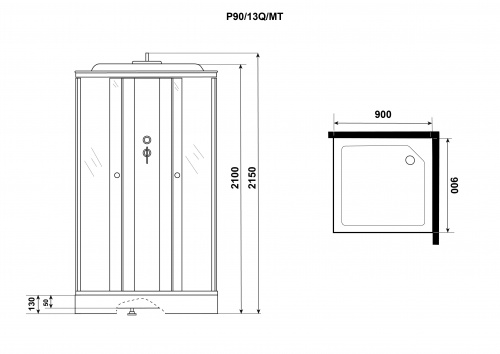 картинка Душевая кабина Niagara p90/13q/mt от магазина Сантехстрой