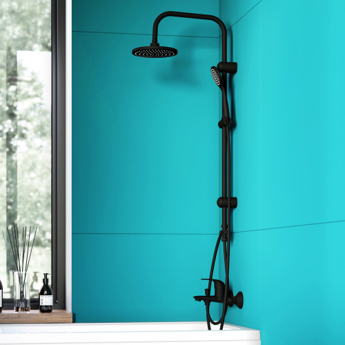 картинка D0708000BL Comfort душевая система с тропическим душем, ручной душ 1F,  цвет черный от магазина Сантехстрой