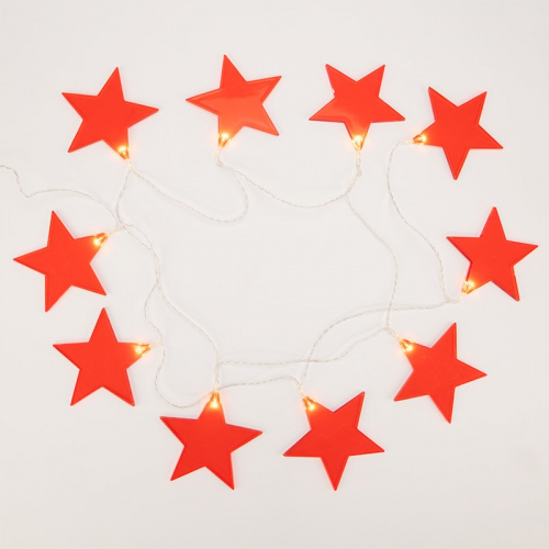 картинка Гирлянда светодиодная Звездопад красная 10 LED,  2,25 м,  прозрачный ПВХ,  теплый белый свет свечения,  2 х АА (батарейки не в комплекте) NEON-NIGHT от магазина Сантехстрой