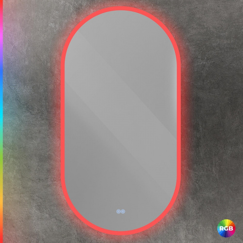 картинка Зеркало Cezares Ellisse 55 CZR-SPC-ELS-550-1050-RGB-TCH с подсветкой с сенсорным выключателем и функцией памяти от магазина Сантехстрой