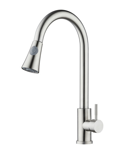 картинка Orange Steel M99-120st смеситель для кухни с вытяжным изивом, сталь от магазина Сантехстрой