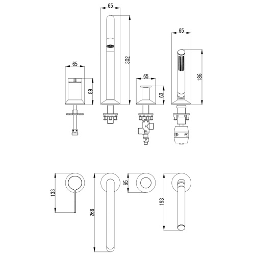 фото смеситель на борт ванны azario flame каскадный, на 4 отверстия, черный (az-vpc258320pa)
