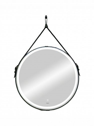 картинка Зеркало Reflection Skin с LED подсветкой, сенсором, на ремне из натуральной кожи черного цвета D650 от магазина Сантехстрой