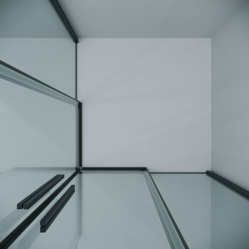 картинка Душевая перегородка 1/2 Grossman Galaxy 1/2.K33.01.11.21.00 (110х195) черный матовый,стекло прозрачное, 1 место от магазина Сантехстрой