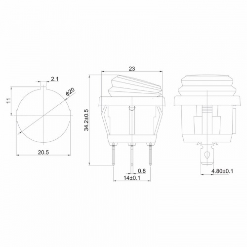 картинка Выключатель клавишный круглый 250V 6А (3c) ON-OFF зеленый с подсветкой ВЛАГОЗАЩИТА REXANT от магазина Сантехстрой
