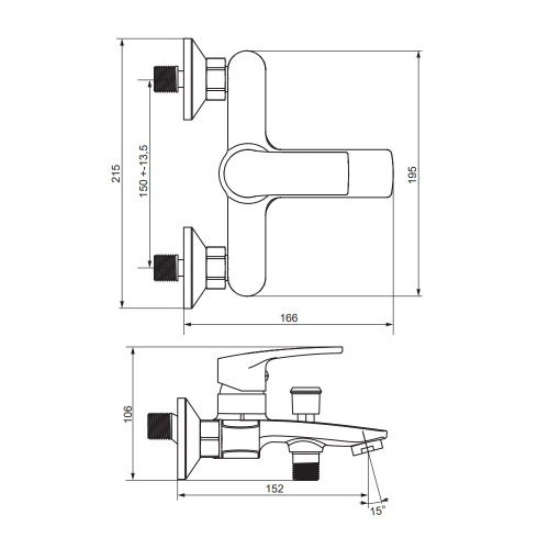 фото 481000300 eclipse 2.0, смеситель для ванной и душа, черный