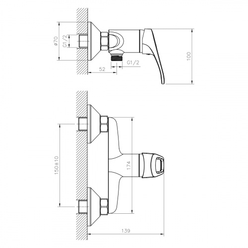 картинка Смеситель для душа DECOROOM DR21 (DR21056) от магазина Сантехстрой