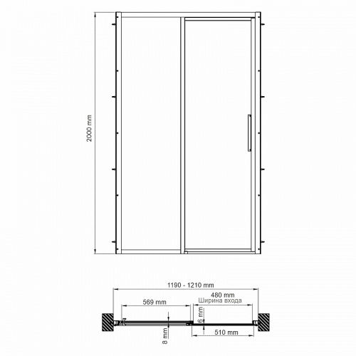 картинка Душевая дверь WasserKRAFT Lopau 120 32S05L профиль Хром стекло прозрачное от магазина Сантехстрой