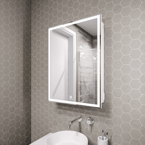 картинка Шкаф-зеркало "МЕРКАДО-50 см" Пр. с LED подсветкой от магазина Сантехстрой