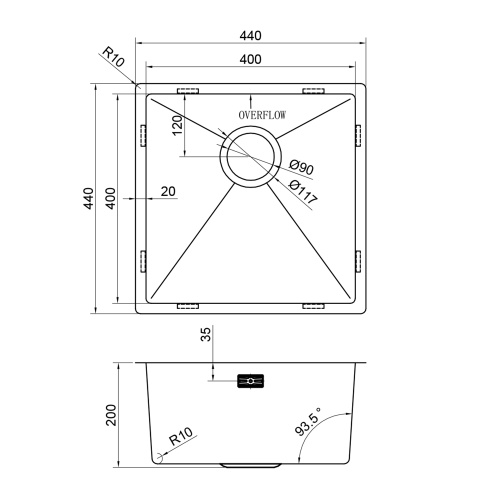 картинка Кухонная мойка Reflexion Como RX2044SS полированная сталь от магазина Сантехстрой