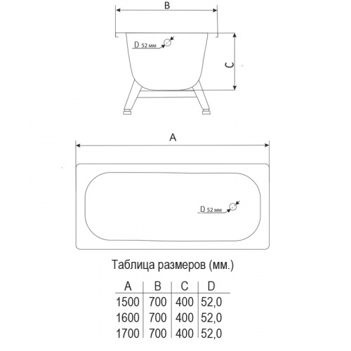картинка Ванна стальная ВИЗ MARION с опорной подставкой 160х70х40 без ранта, белый ирис (M-61903) от магазина Сантехстрой