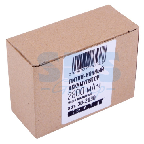 картинка Аккумулятор Li-ion 18650, 3,7В,  2800мАч,  с платой защиты,  высокий контакт,  10 шт,  коробка REXANT от магазина Сантехстрой