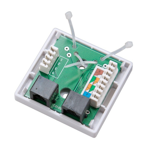 картинка Розетка комбинированная внешняя,  UTP RJ-45(8P-8C) + RJ-11(6P-4C) REXANT от магазина Сантехстрой