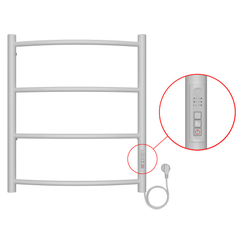 картинка Полотенцесушитель электрический AZARIO VERONA 500/600 4 секции, диммер справа, белый (AZ04856W) от магазина Сантехстрой