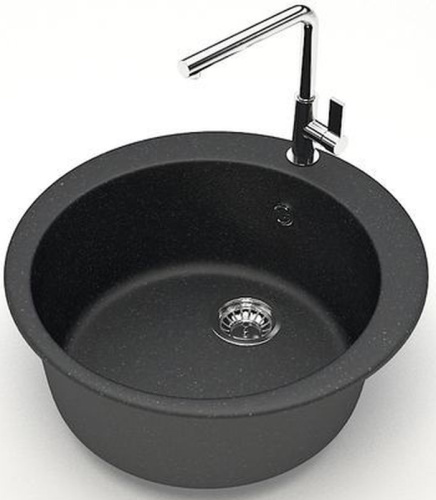 картинка Кухонная мойка AZARIO Vital 507x507x200 искусственный мрамор, цвет Черный (CS00078345) от магазина Сантехстрой